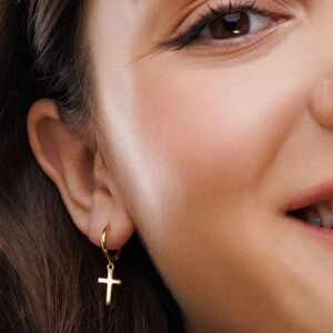 Gold Cross Hoop Earrings